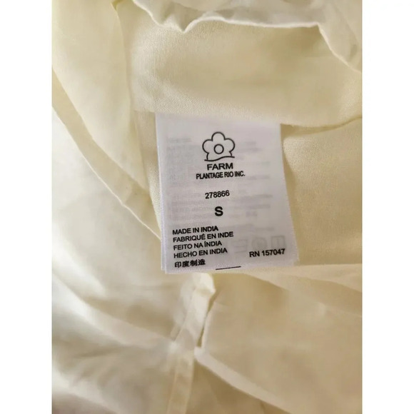 NWT Farm Rio Anthropologie V-Neck Floral Chiffon Maxi Dress Sz S Neutral #9J408 - Picture 11 of 12